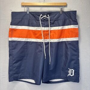 Detroit Tigers Swim Trunks Mens 2XL Blue‎ Orange Board Shorts GIII NEW Bathing